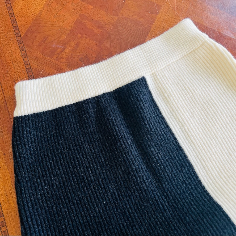 COMMENSE Miss Paris Stripe Two Piece Knit Skirt Set, Black White Size M - Picture 8 of 9